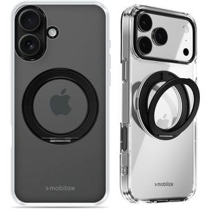 Mobilize 360 Rotating Ring iPhone 16 MagSafe Hoesje Hardcase Backcover met Ringhouder - Zwart