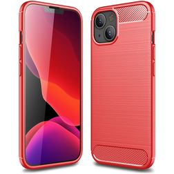 Mobigear Brushed Slim iPhone 13 Mini Hoesje Flexibel TPU Backcover - Rood