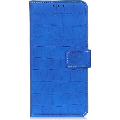 Mobigear Croco Alcatel 1S 2020 Hoesje Bookcase Portemonnee - Blauw