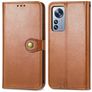 Mobigear Snap Button Xiaomi 12 Pro Hoesje Bookcase Portemonnee - Bruin