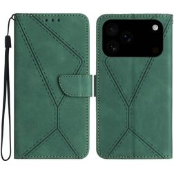 Mobigear Stitch iPhone 17 Pro Max Hoesje Bookcase Portemonnee - Groen