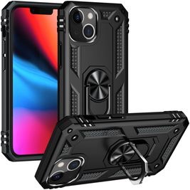 Mobigear Armor Ring iPhone 14 Hoesje Hardcase Backcover Shockproof met Ringhouder - Zwart
