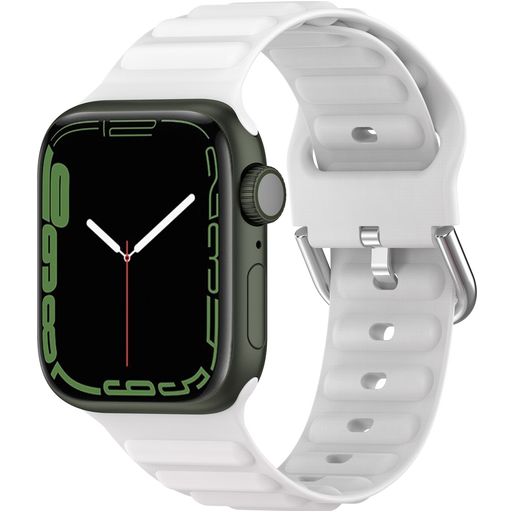 Mobigear Bumpy Siliconen Apple Watch Bandje Gespsluiting - 42/41/40/38 mm - Wit