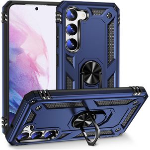 Mobigear Armor Ring Samsung Galaxy S23 Plus Hoesje Hardcase Backcover Shockproof met Ringhouder - Blauw