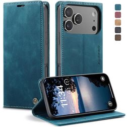 CaseMe 013 iPhone 17 Pro Hoesje Bookcase Portemonnee - Blauw