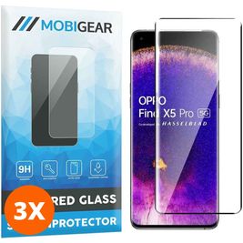 Mobigear Premium OPPO Find X5 Glazen Screenprotector - Case Friendly - Zwart (3-Pack)
