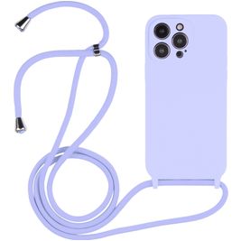 Mobigear Lanyard iPhone 15 Pro Siliconen Hoesje met koord - Paars Mobigear Lanyard iPhone 15 Pro Siliconen Hoesje met koord - Paars