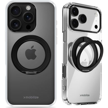 Mobilize 360 Rotating Ring iPhone 16 Pro MagSafe Hoesje Hardcase Backcover met Ringhouder - Zwart