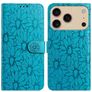 Mobigear Flowers iPhone 17 Pro Hoesje Bookcase Portemonnee - Blauw