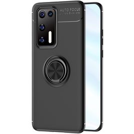 Mobigear Armor Ring Huawei P40 Hoesje Flexibel TPU Backcover Shockproof met Ringhouder - Zwart