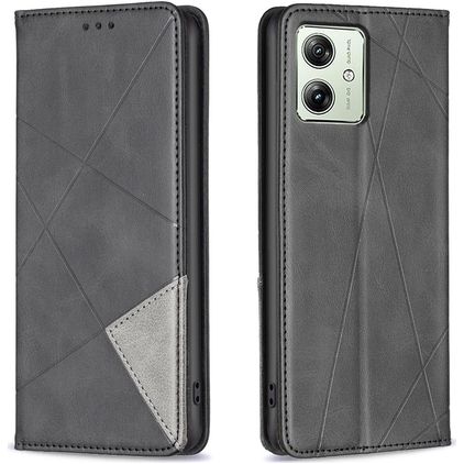 Mobigear Rhombus Slim Motorola Moto G54 Hoesje Bookcase - Zwart