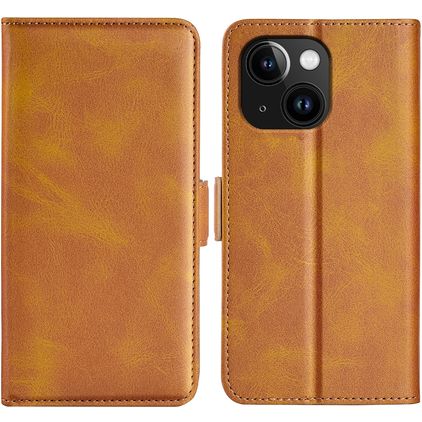 Mobigear Slim Magnet iPhone 15 Hoesje Bookcase Portemonnee - Cognac