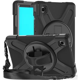 Mobigear SureGrip XGuard Samsung Galaxy Tab A7 Lite Hoes Hard Kunststof,Siliconen Backcover + Schouderband + Standaard - Zwart