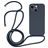 Mobigear Lanyard iPhone 15 Plus Siliconen Hoesje met koord - Donkerblauw