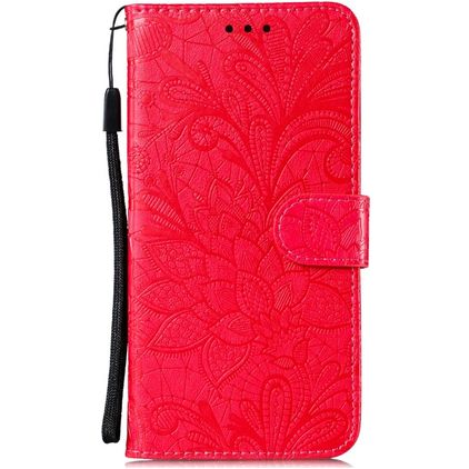 Mobigear Flowers Samsung Galaxy M51 Hoesje Bookcase Portemonnee - Rood
