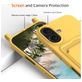Mobigear Lanyard Card iPhone 16 Plus Siliconen Hoesje met koord en Pasjeshouder - Geel