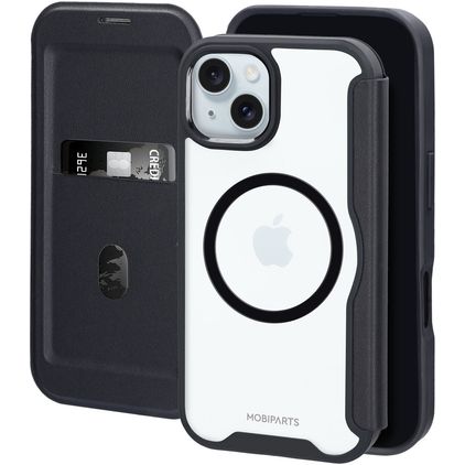 Mobiparts Shield Line iPhone 15 MagSafe Hoesje Bookcase - Zwart