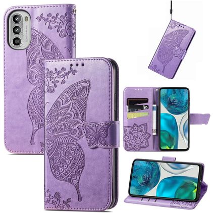 Mobigear Butterfly Motorola Moto G52 Hoesje Bookcase Portemonnee - Paars
