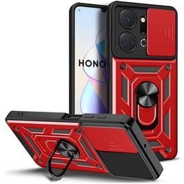 Mobigear Armor Ring Cam Slide HONOR X7A Hoesje Hardcase Backcover Shockproof met Ringhouder en Camera Slider - Rood