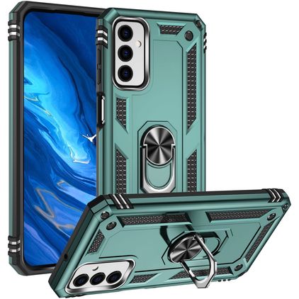 Mobigear Armor Ring Samsung Galaxy M23 Hoesje Hardcase Backcover Shockproof met Ringhouder - Groen