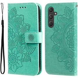 Mobigear Flowers Samsung Galaxy A55 Hoesje Bookcase Portemonnee - Groen
