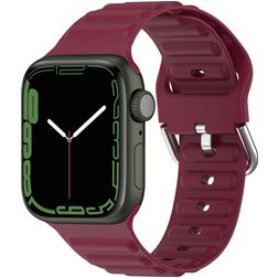 Mobigear Bumpy Siliconen Apple Watch Bandje Gespsluiting - 42/41/40/38 mm - Bordeaux Rood