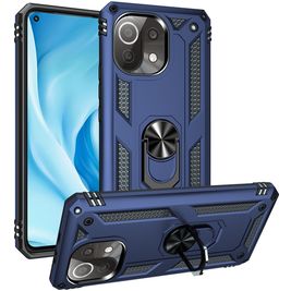 Mobigear Armor Ring Xiaomi Mi 11 Lite Hoesje Hardcase Backcover Shockproof met Ringhouder - Blauw