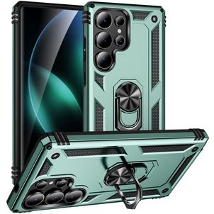 Mobigear Armor ring Samsung Galaxy S25 Ultra Hoesje Hardcase Backcover Shockproof met Ringhouder - Groen