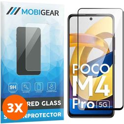 Mobigear Premium POCO M4 Pro 5G Glazen Screenprotector - Case Friendly - Zwart (3-Pack)