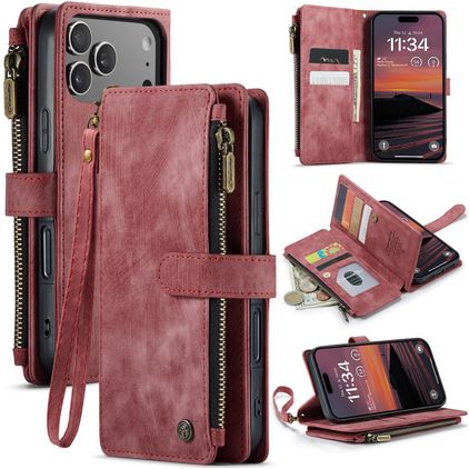 CaseMe C30 iPhone 17 Pro Hoesje Bookcase Portemonnee - Rood