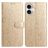 Mobigear Flowers iPhone 17 Hoesje Bookcase Portemonnee - Goud