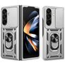 Mobigear Armor Ring Cam Slide Samsung Galaxy Z Fold 8 Ultra Hoesje Hardcase Backcover Shockproof met Ringhouder en Camera Slider - Zilver
