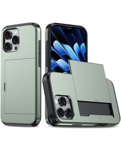 Mobigear Card iPhone 16 Pro Hoesje Hardcase Backcover Shockproof met Pasjeshouder - Groen