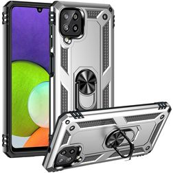 Mobigear Armor Ring Samsung Galaxy A22 4G Hoesje Hardcase Backcover Shockproof met Ringhouder - Zilver