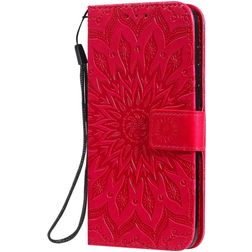 Mobigear Sunflower Motorola Moto G8 Plus Hoesje Bookcase Portemonnee - Rood