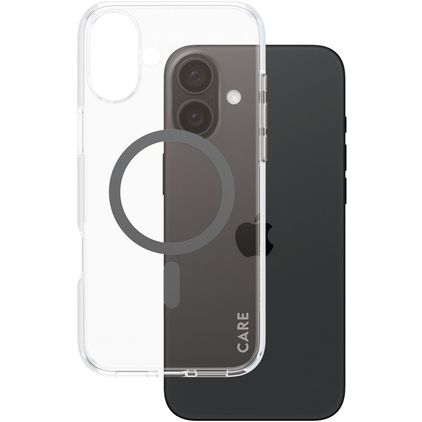 CARE by PanzerGlass Flagship iPhone 16 Plus MagSafe Hoesje Hardcase Backcover - Transparant / Zwart