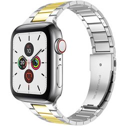 Mobigear Lissabon Stalen Apple Watch Bandje Vouwsluiting - 49/46/45/44 mm - Goud / Zilver