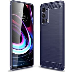 Mobigear Brushed Slim Motorola Edge (2021) Hoesje Flexibel TPU Backcover - Marineblauw