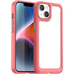 Mobigear Crystal iPhone 15 Hoesje Hardcase Backcover - Transparant / Rood