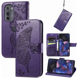 Mobigear Butterfly Motorola Edge (2022) Hoesje Bookcase Portemonnee - Paars