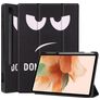 Mobigear Tri-Fold Gel Samsung Galaxy Tab S7 FE Hoes TPU,Kunstleer Bookcase + Stylus Houder - Do Not Touch