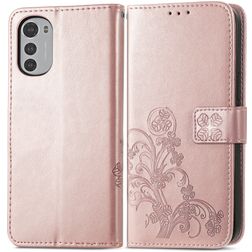Mobigear Clover Motorola Moto E32s Hoesje Bookcase Portemonnee - Roségoud