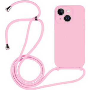 Mobigear Lanyard iPhone 14 Siliconen Hoesje met koord - Roze