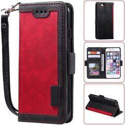 Mobigear Two Tone iPhone SE (2020) Hoesje Bookcase Portemonnee - Zwart / Rood
