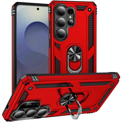 Mobigear Armor ring Samsung Galaxy S26 Ultra Hoesje Hardcase Backcover Shockproof met Ringhouder - Rood