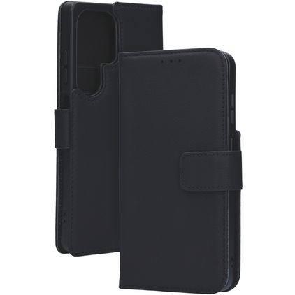 Mobiparts Samsung Galaxy S25 Ultra Hoesje Echt Leer Bookcase Portemonnee - Zwart
