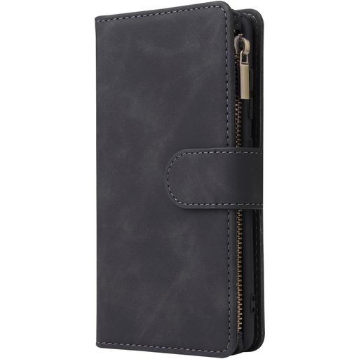 Mobigear Zipper Samsung Galaxy A41 Hoesje Bookcase Portemonnee - Zwart