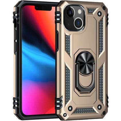 Mobigear Armor Ring iPhone 13 Mini Hoesje Hardcase Backcover Shockproof met Ringhouder - Goud