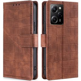 Mobigear Croco POCO X5 Pro Hoesje Bookcase Portemonnee - Cognac