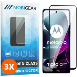 Mobigear Premium Motorola Moto G200 5G Glazen Screenprotector - Case Friendly - Zwart (3-Pack)